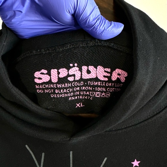 Sp5der P*nk V1 Hoodie Black - Picture 6 of 9